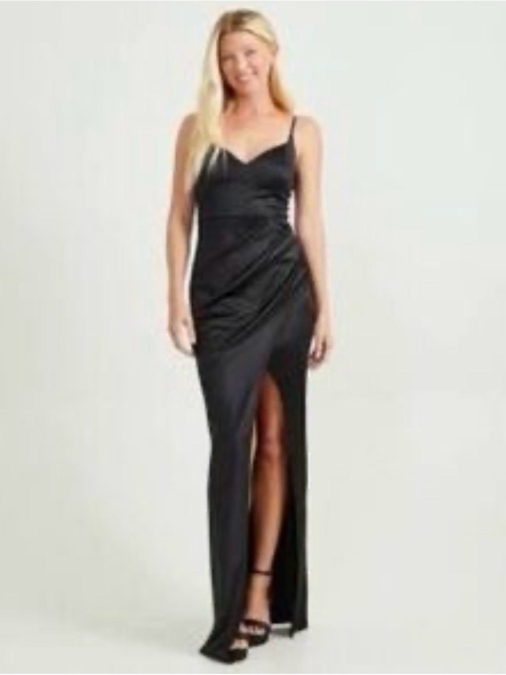 Black Slip Maxi Dress with Thigh Slit